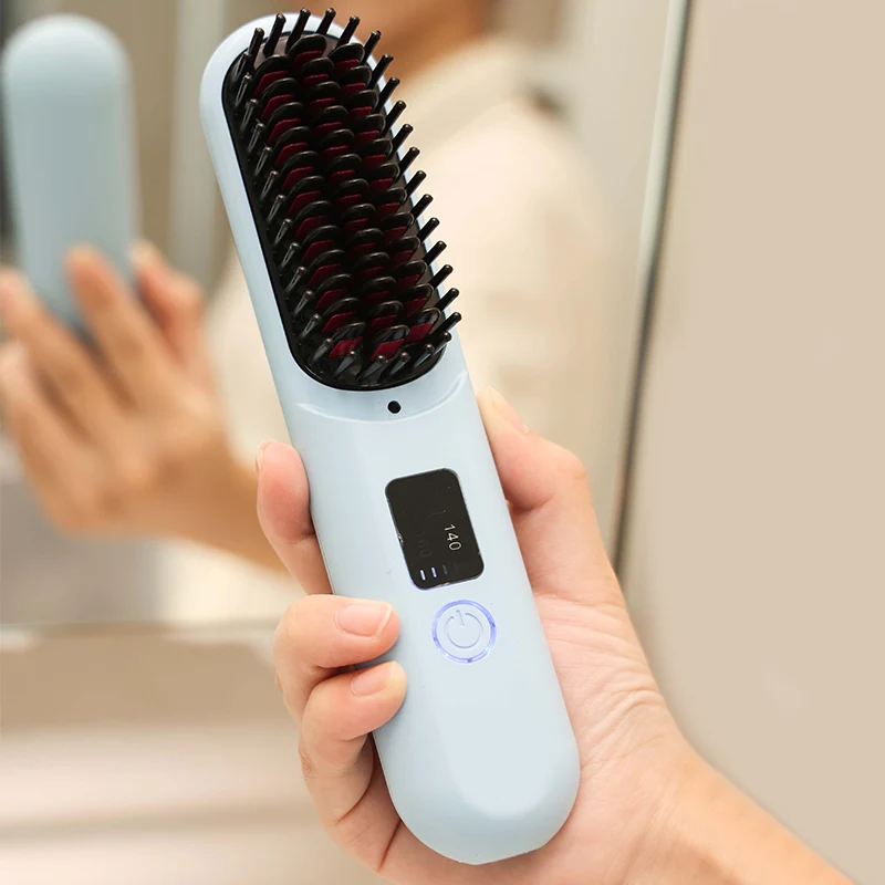 Cepillo alisador de pelo recargable inalámbrico